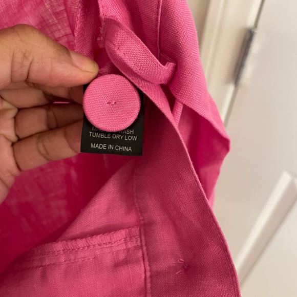 CYNTHIA ROWLEY Wide Leg Pleated Pink 100% Linen Pant Size 6 - Picture 9 of 10